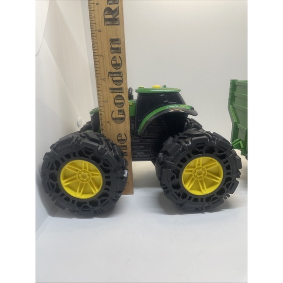 John Deere Kids Monster Treads Toy Tractor& Wagon & Lights & Sounds Not Tested - Picture 2 of 15